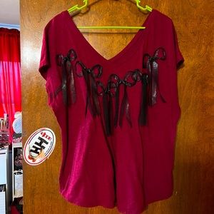 Lane Bryant- Vneck Decorative Bow T-shirt- Sz 14/16